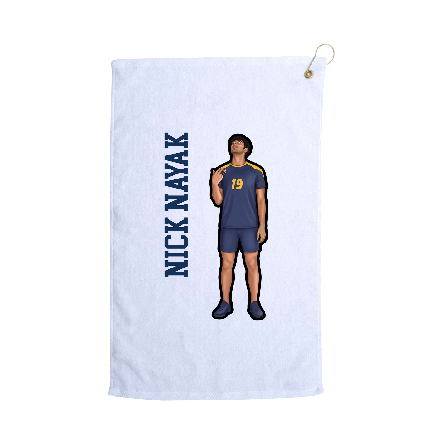Golf Towel — Name Vertical in White