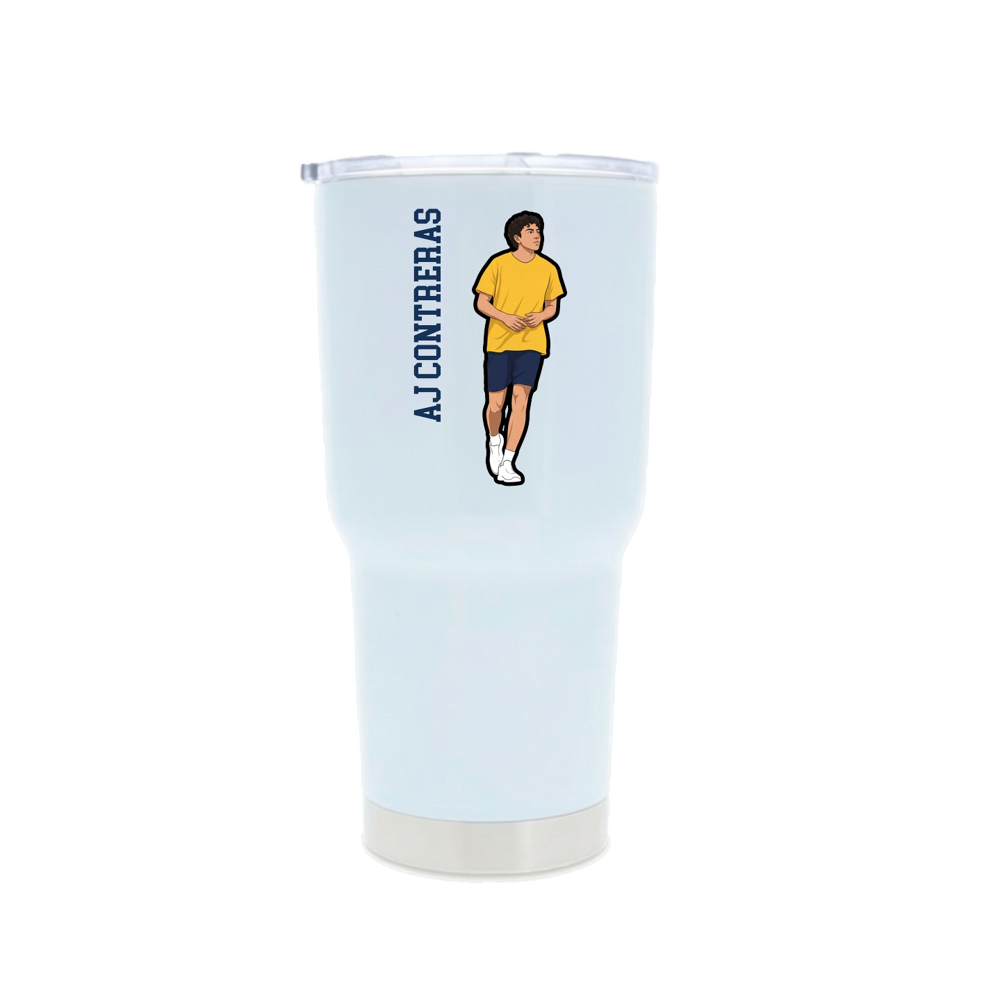 30oz Stainless Steel Tumbler — Name Vertical in White