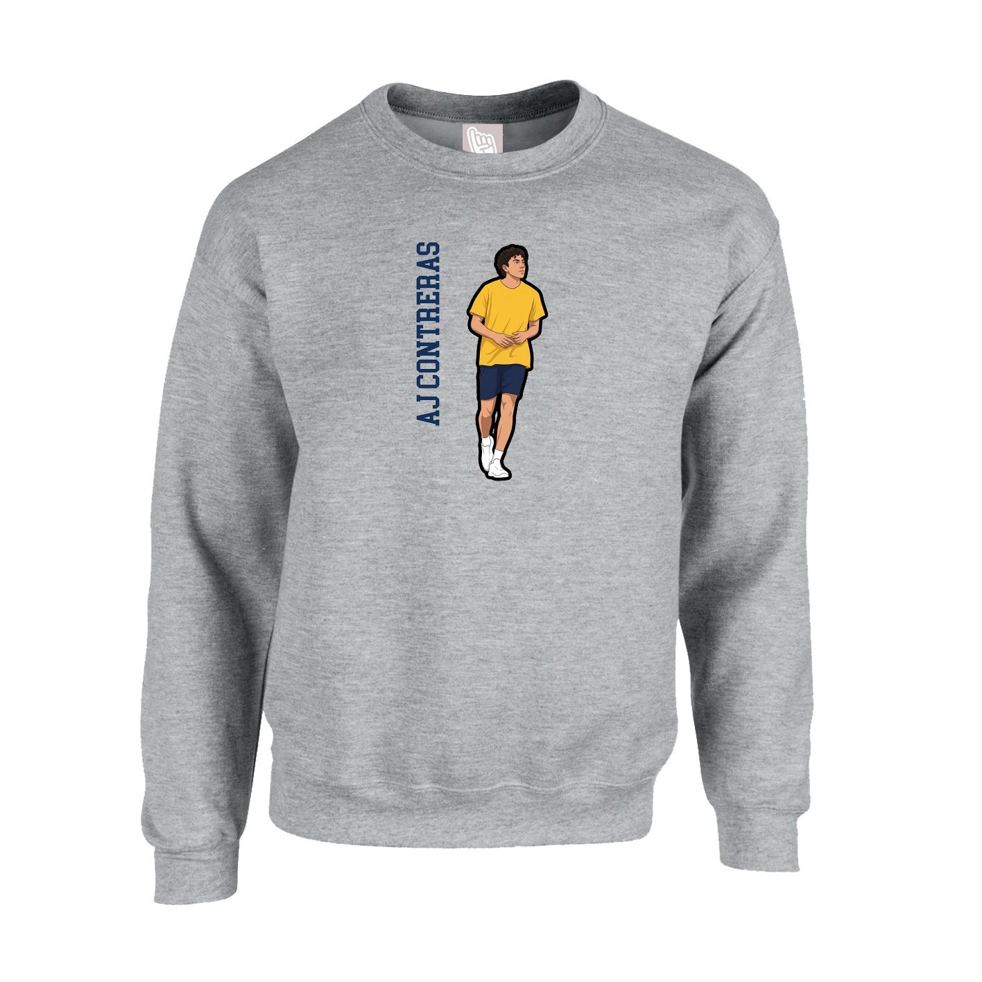 Fleece Crew — Name Vertical in Grey