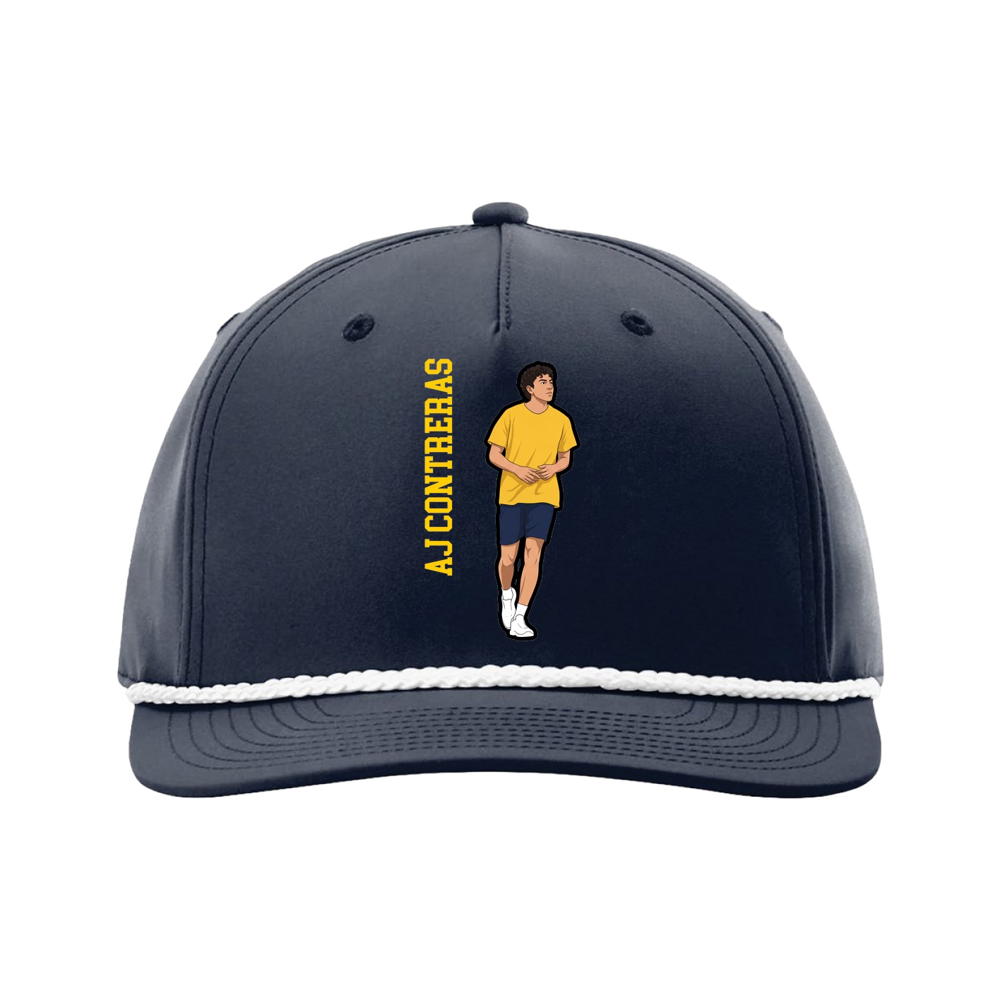 Five-Panel Classic Rope Cap — Name Vertical in Navy
