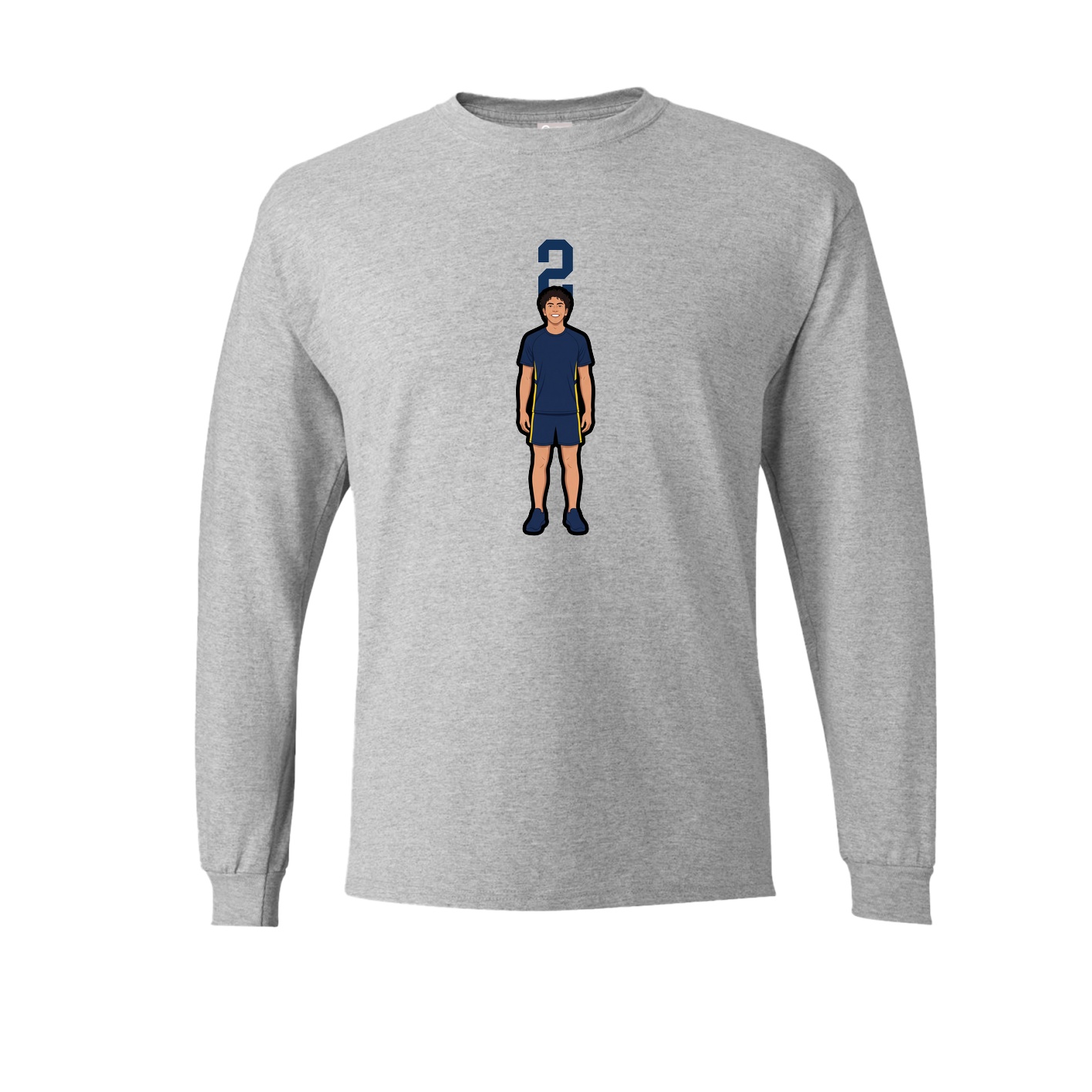 Long Sleeve Tee — Number Top in Grey