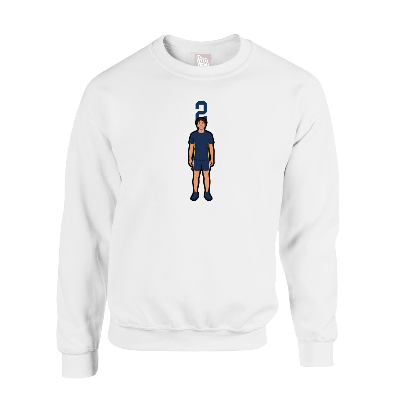 Fleece Crew — Number Top in White