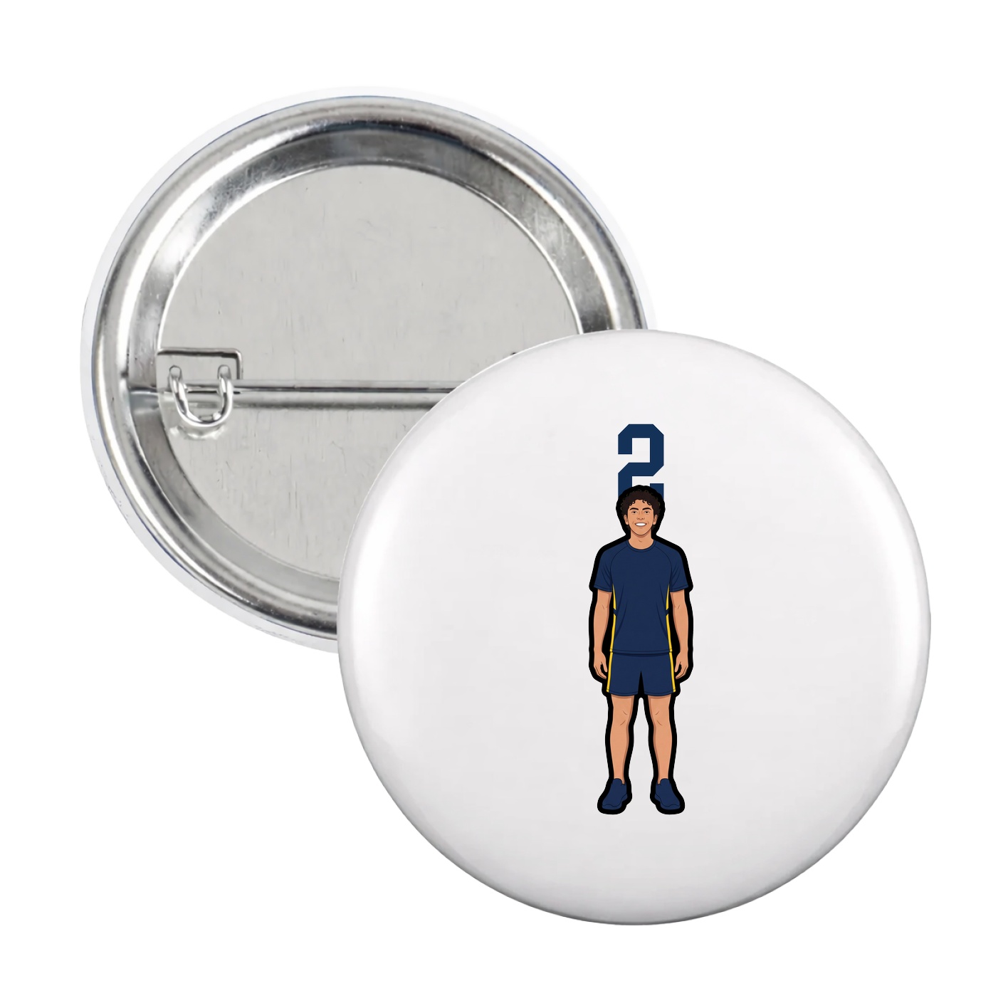 Game Day Button — Number Top in White
