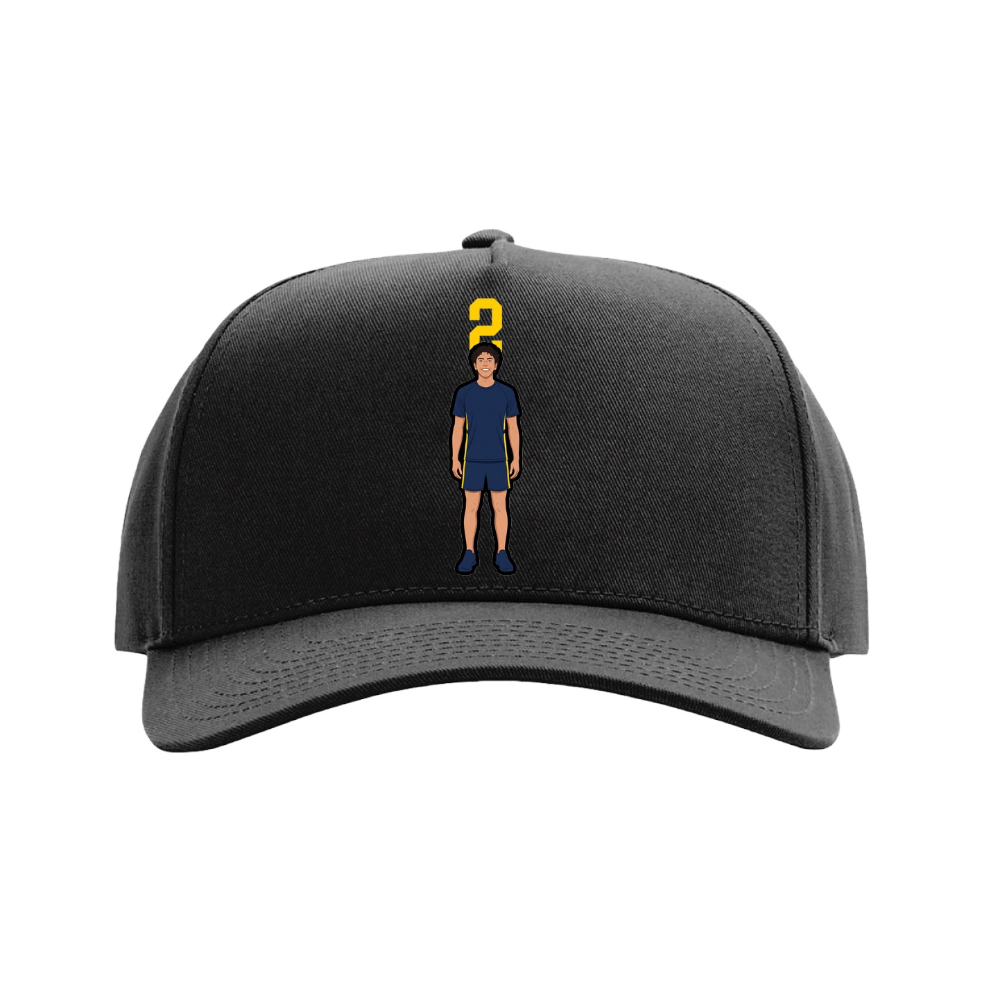 Full Fabric Five-Panel Champ Cap — Number Top in Black