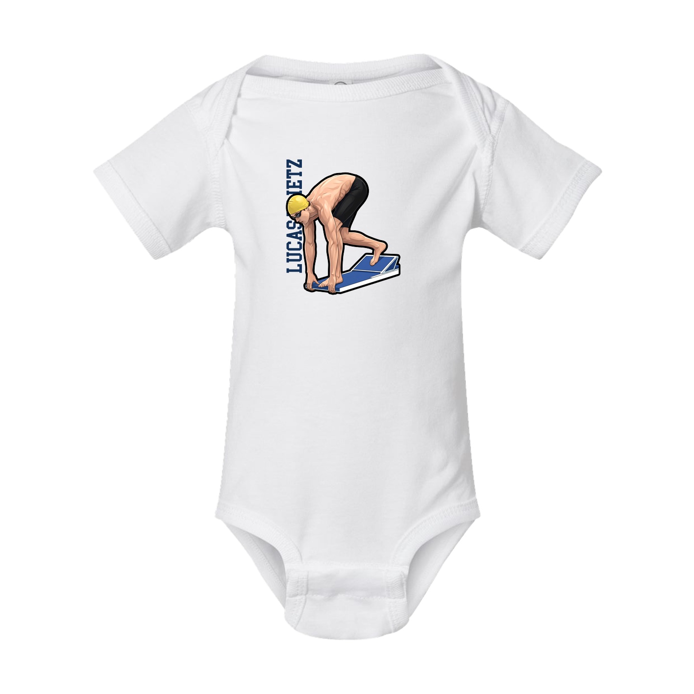 Baby Onesie — Name Vertical in White