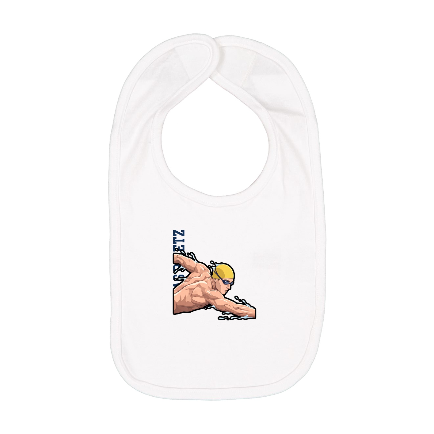 Infant Bib — Name Vertical in White