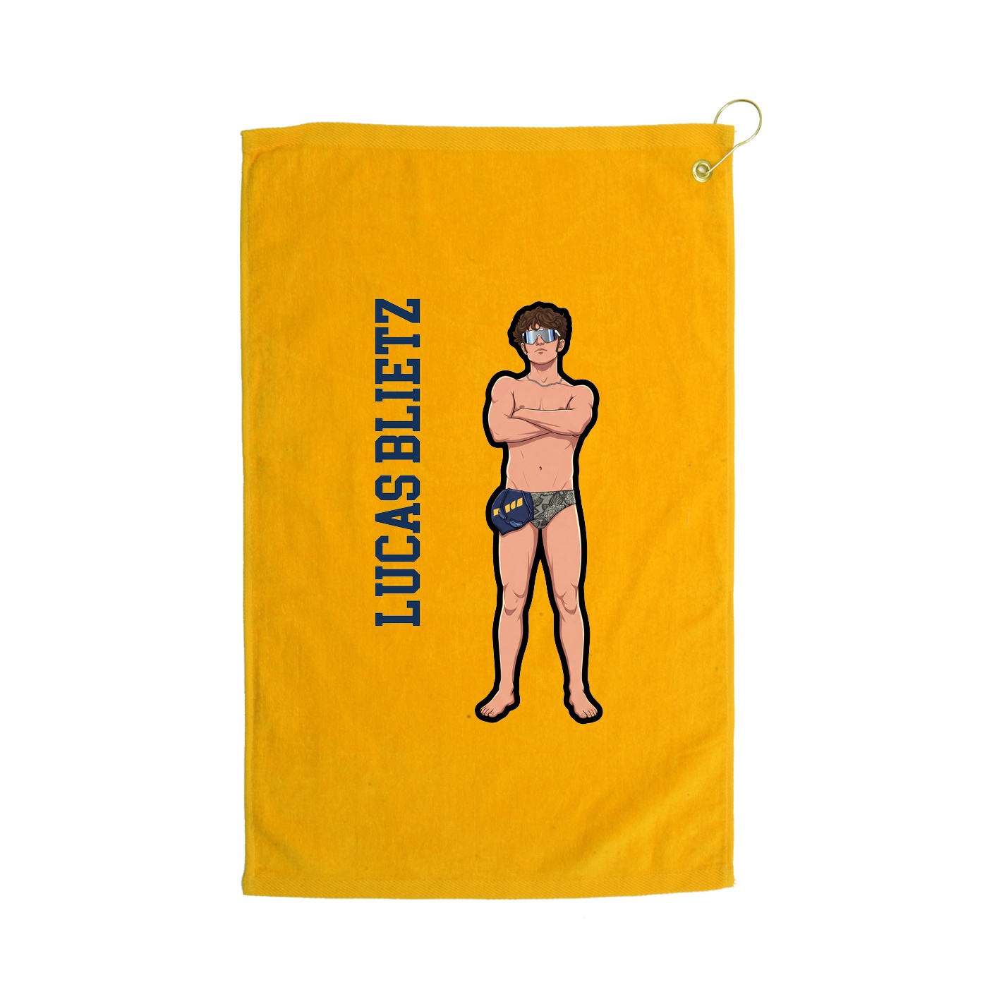 Golf Towel — Name Vertical in Gold