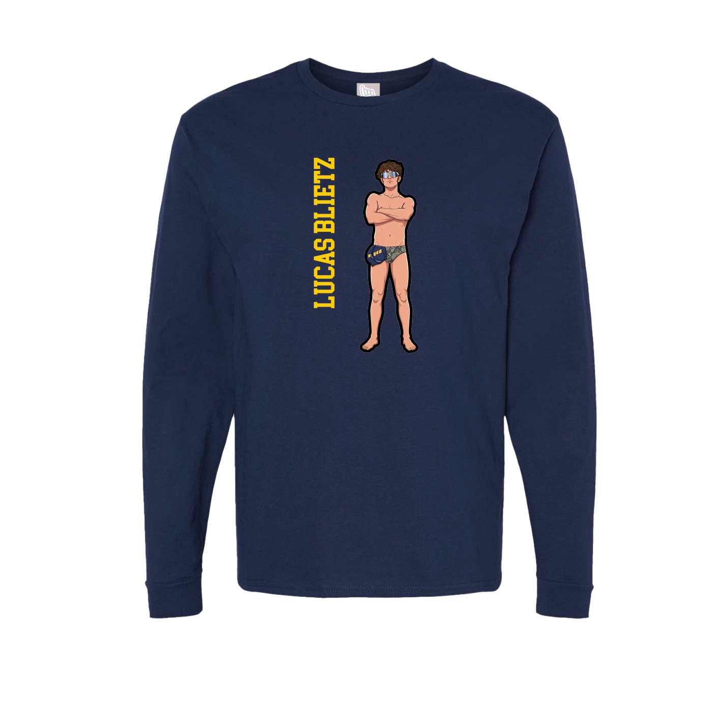 Long Sleeve Tee — Name Vertical in Navy