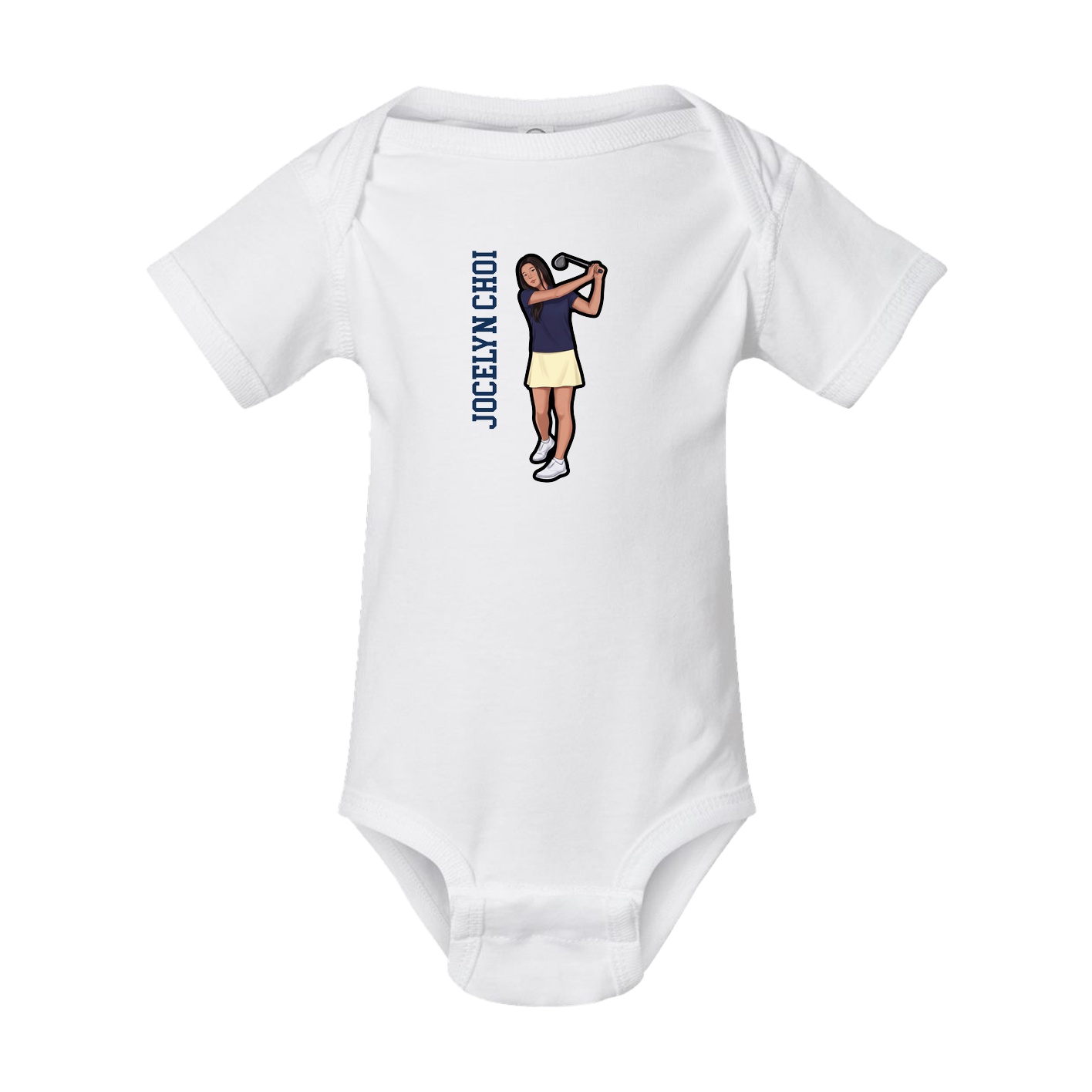 Baby Onesie — Name Vertical in White