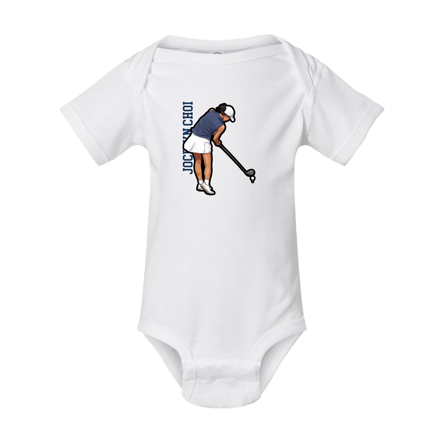 Baby Onesie — Name Vertical in White