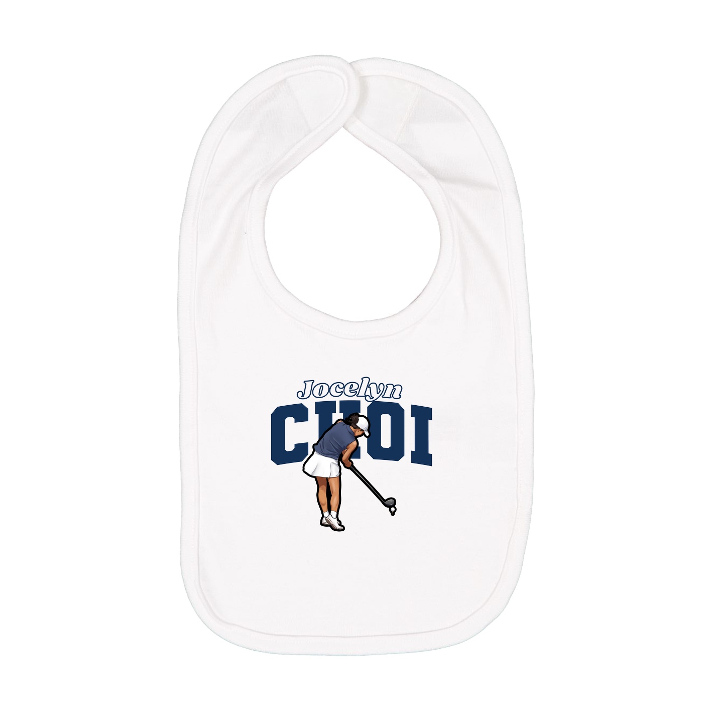 Infant Bib — Name Arch in White