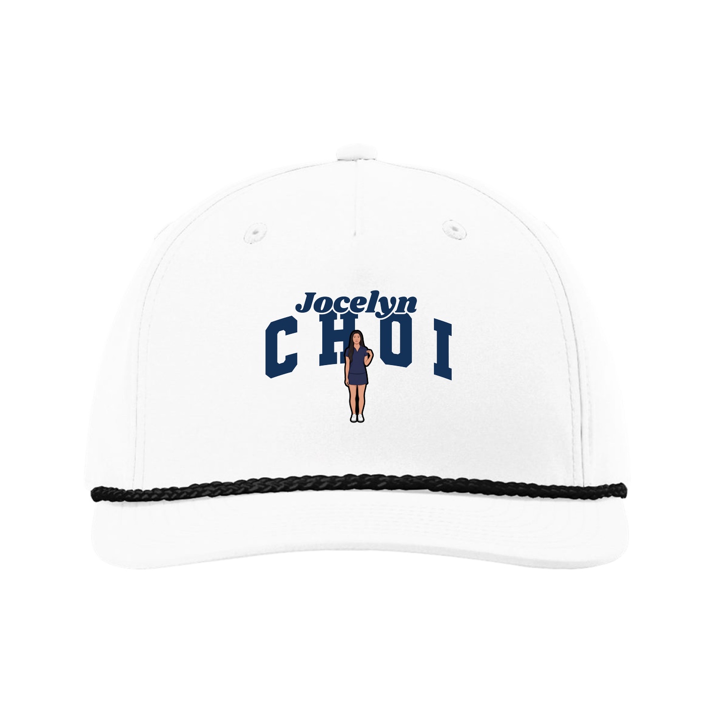 Five-Panel Classic Rope Cap — Signature Arch in White