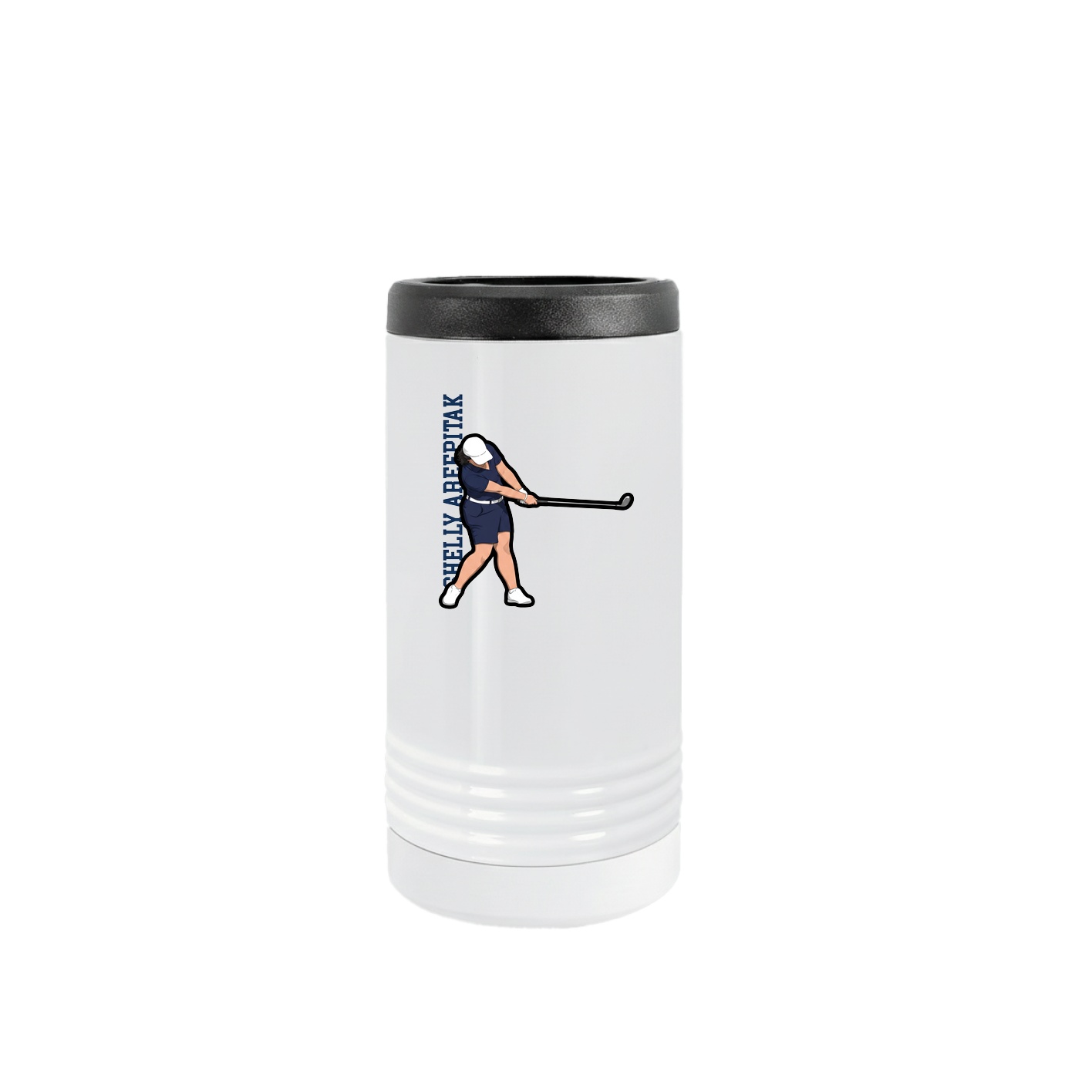 Slim Beverage Holder — Name Vertical in White