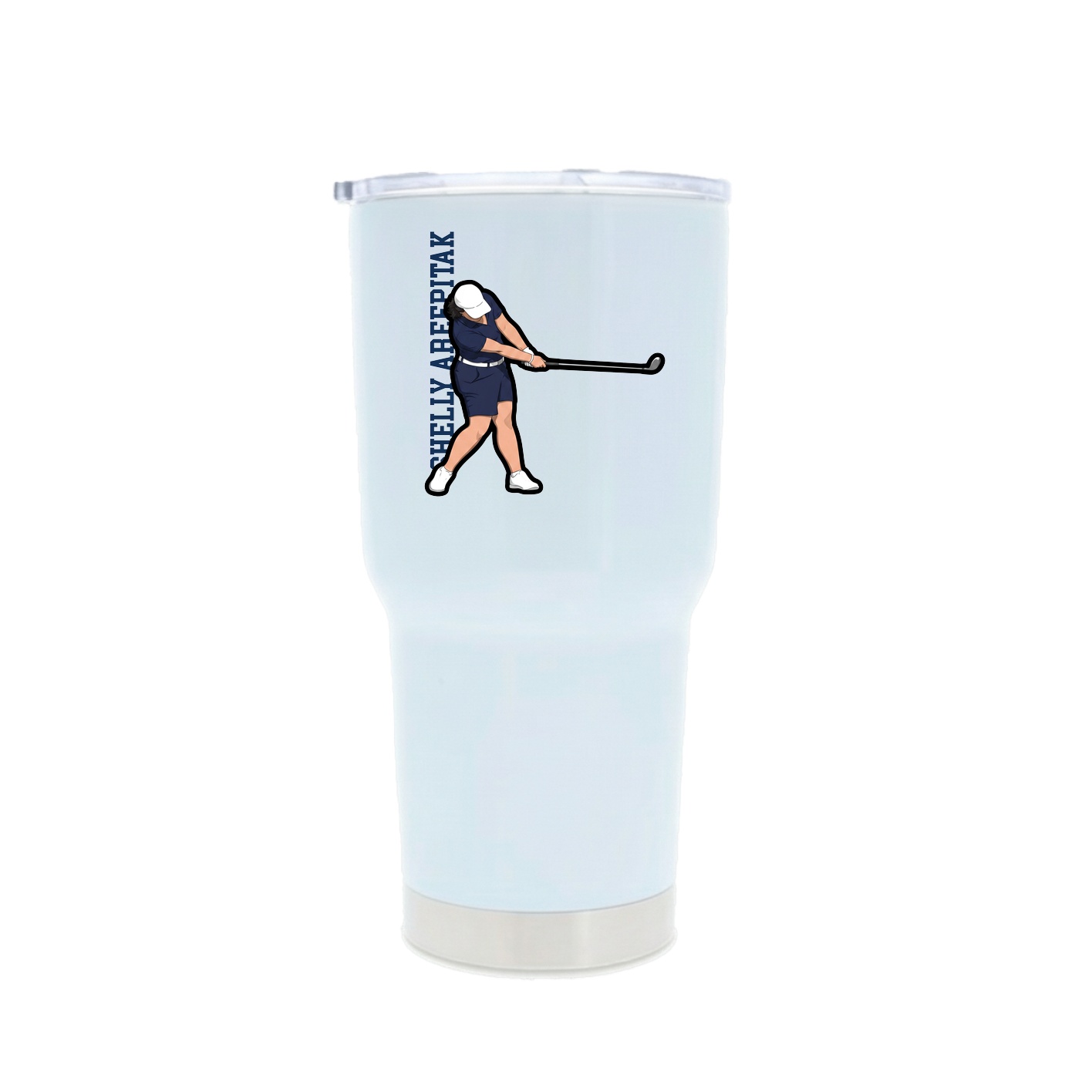 30oz Stainless Steel Tumbler — Name Vertical in White