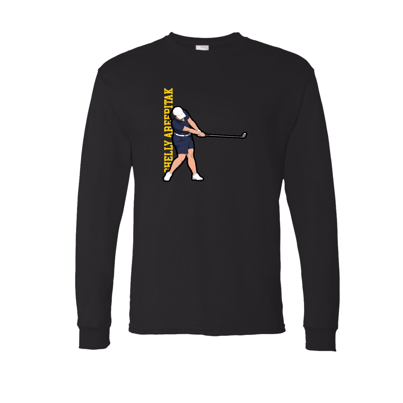 Long Sleeve Tee — Name Vertical in Black
