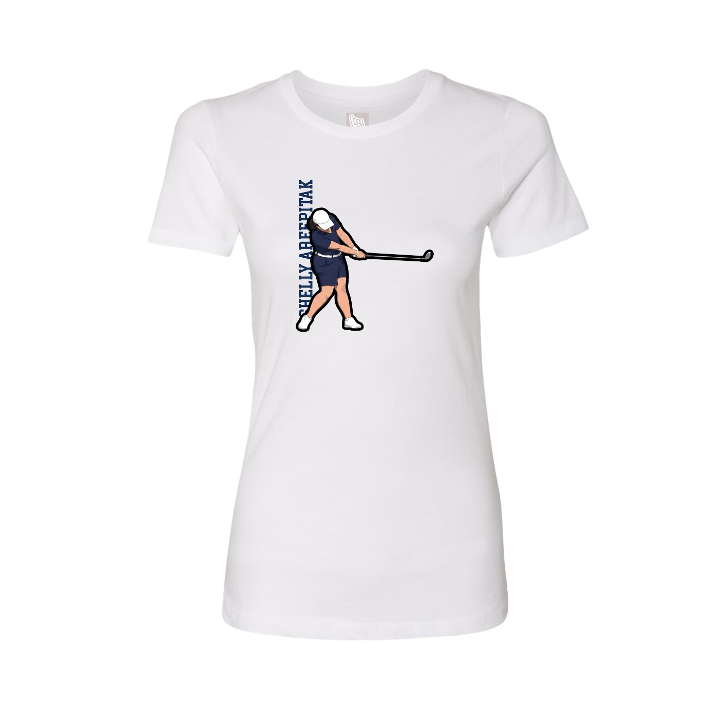 Fitted Women's Tee — Name Vertical in White