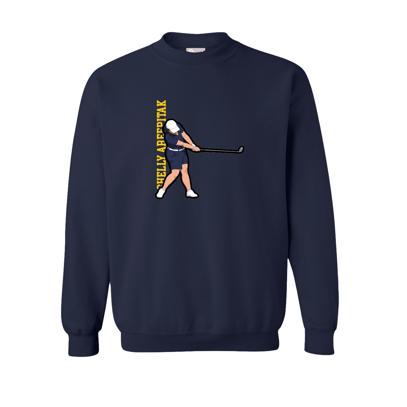 Fleece Crew — Name Vertical in Navy