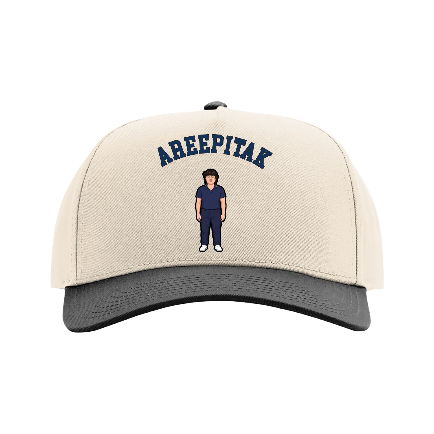 Full Fabric Five-Panel Champ Cap — Shirsey Arch in Cream/Black