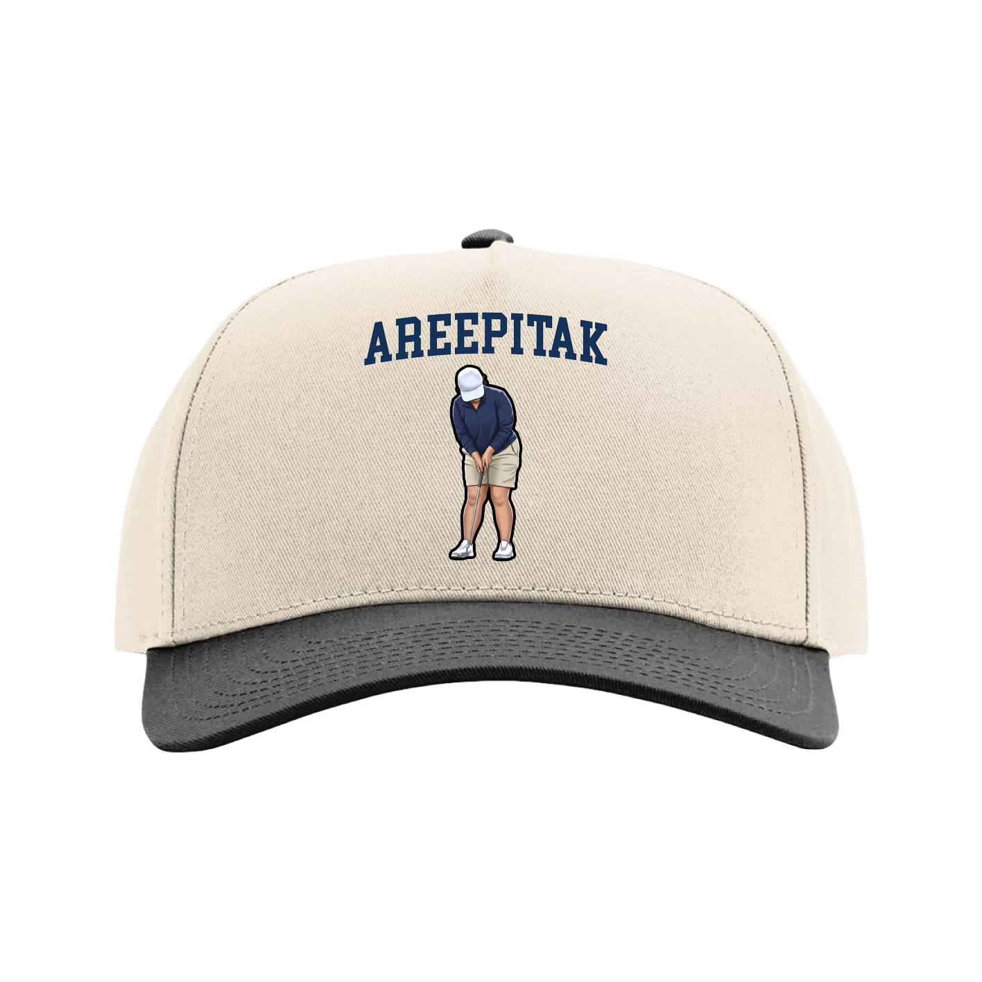 Full Fabric Five-Panel Champ Cap — Shirsey in Cream/Black