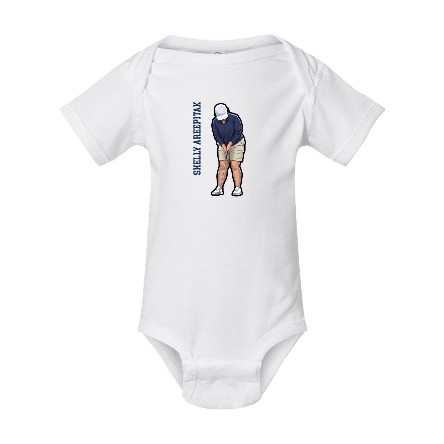 Baby Onesie — Name Vertical in White