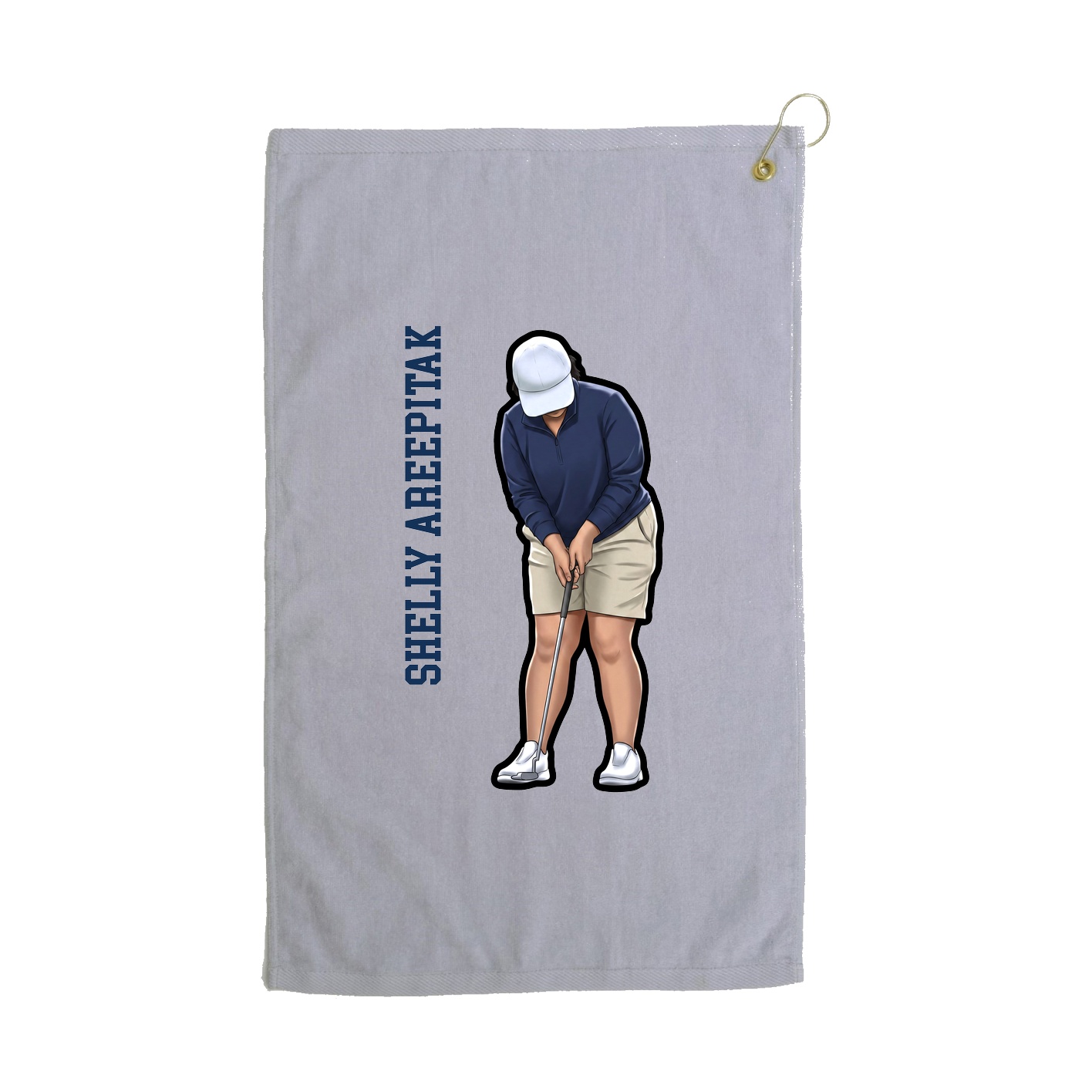 Golf Towel — Name Vertical in Grey
