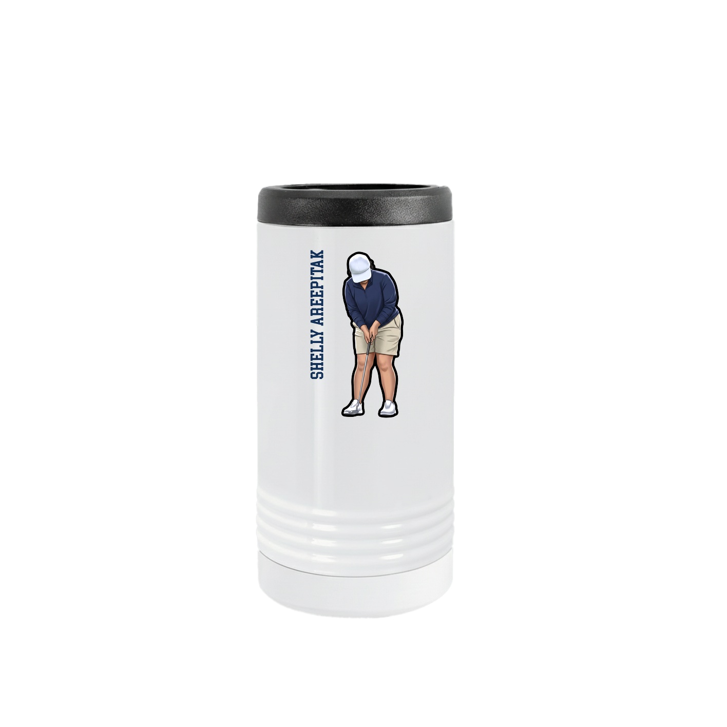 Slim Beverage Holder — Name Vertical in White