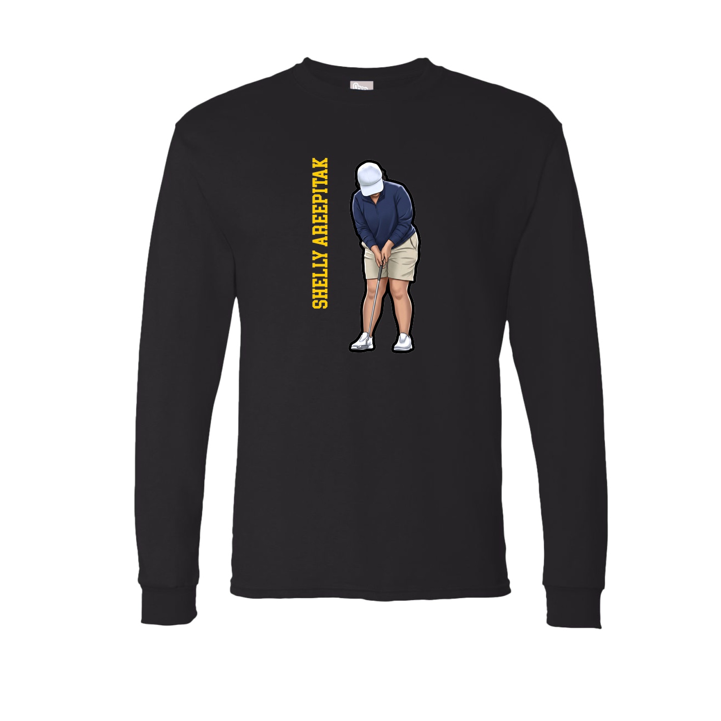 Long Sleeve Tee — Name Vertical in Black