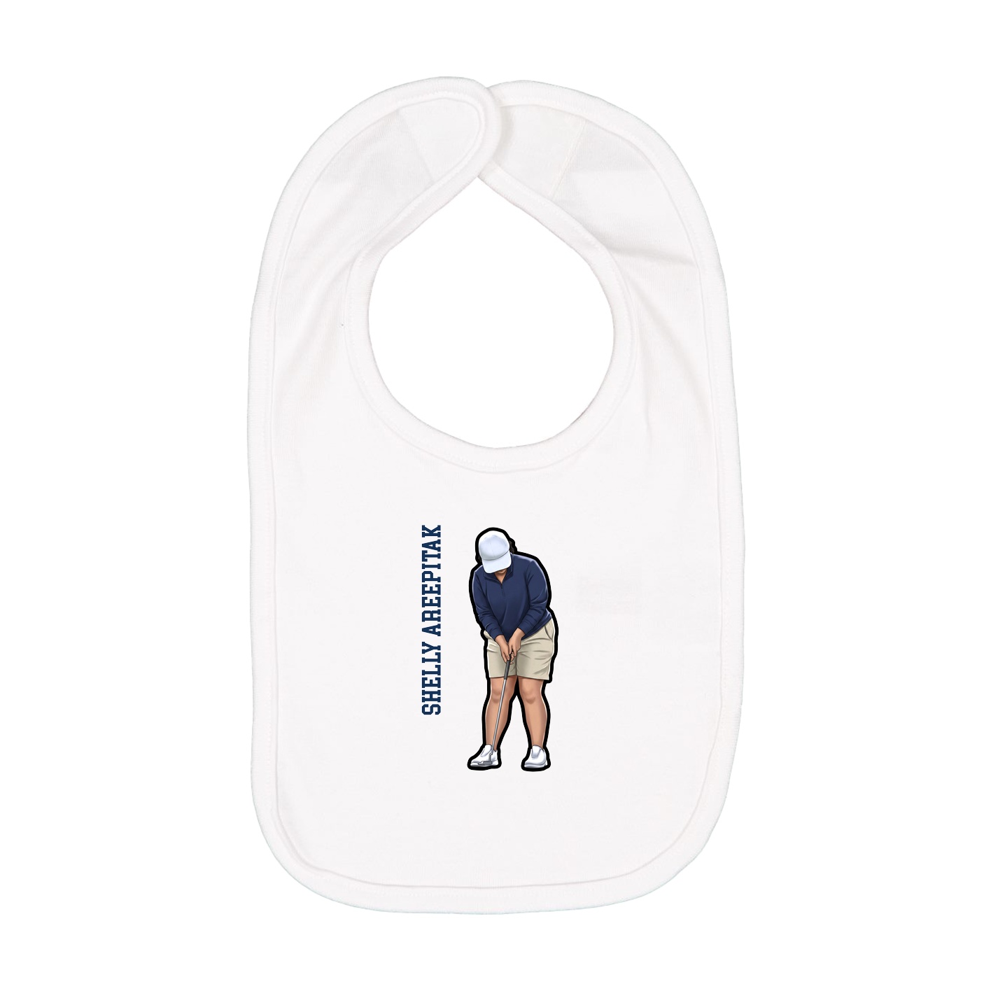Infant Bib — Name Vertical in White