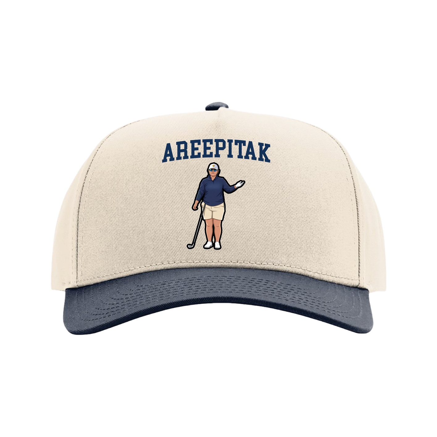 Full Fabric Five-Panel Champ Cap — Shirsey in Cream/Navy