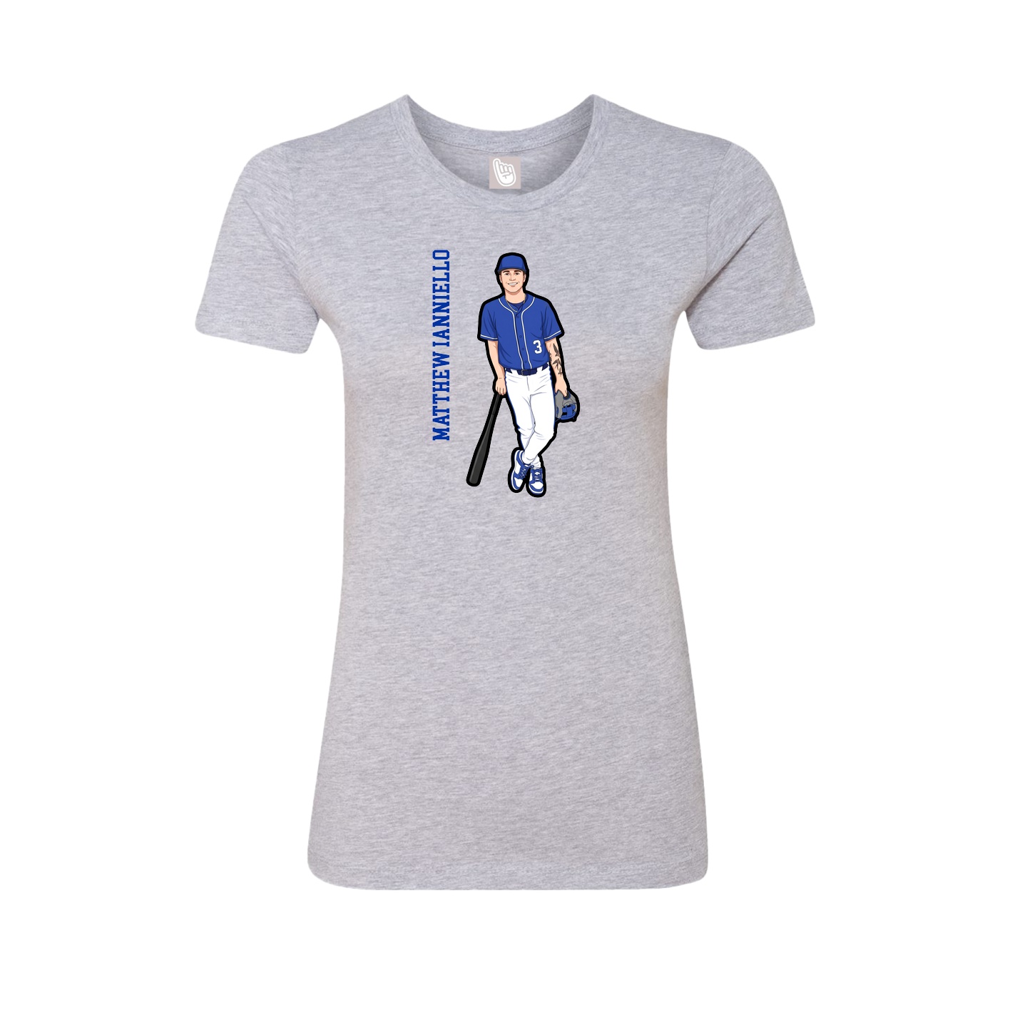 Fitted Women's Tee — Name Vertical in Grey