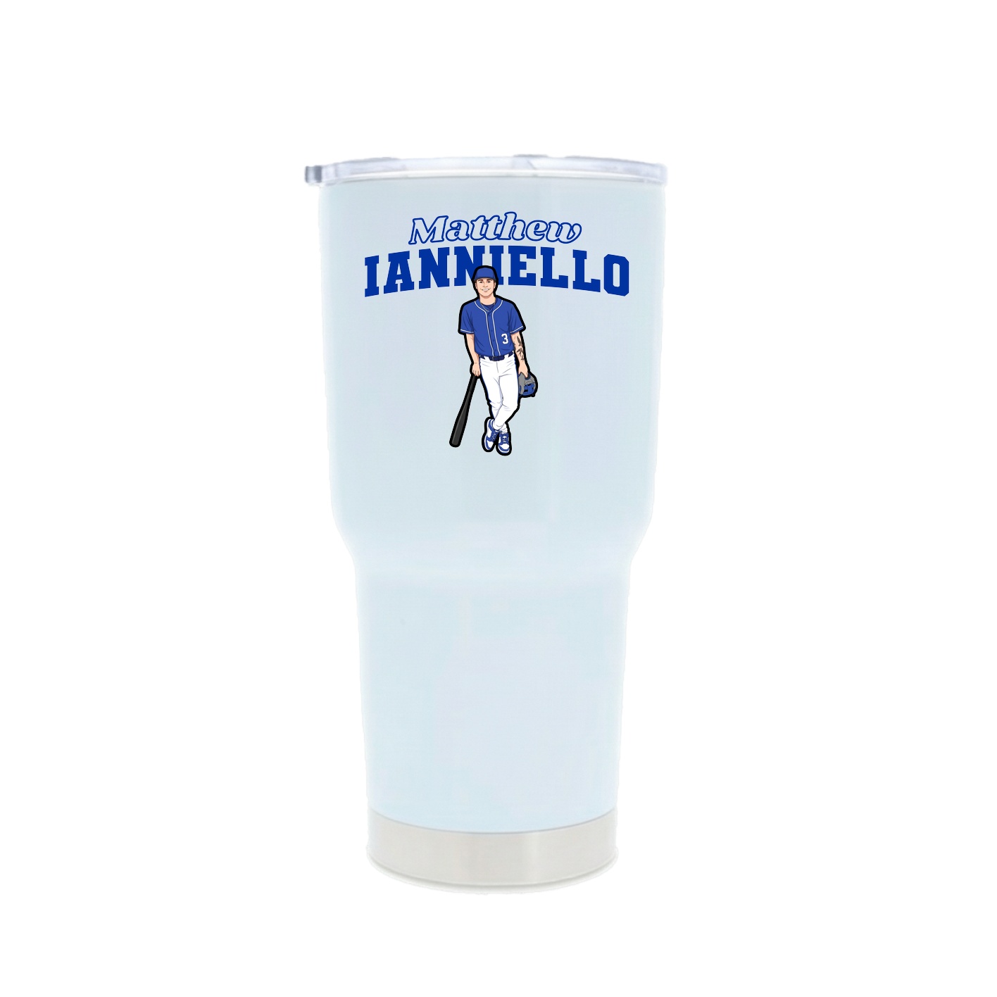 30oz Stainless Steel Tumbler — Name Arch in White