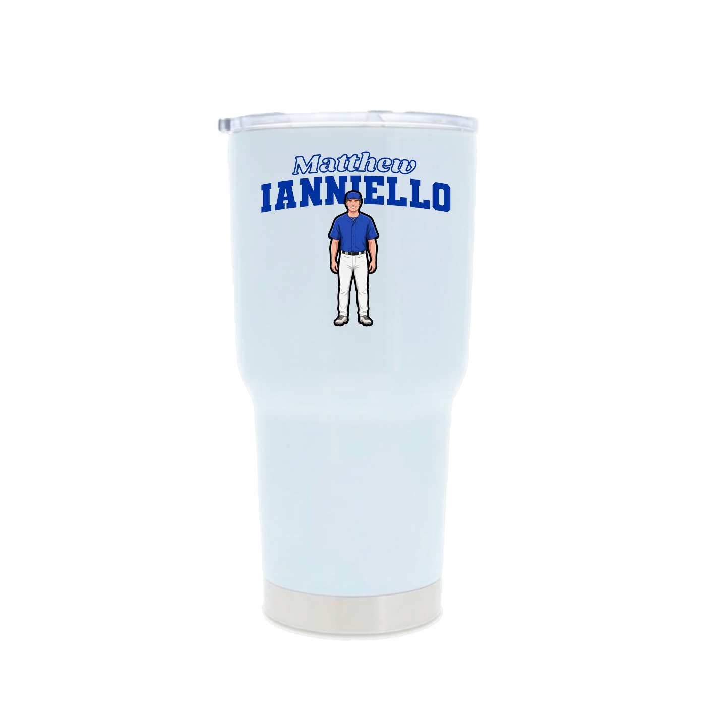 30oz Stainless Steel Tumbler — Name Arch in White