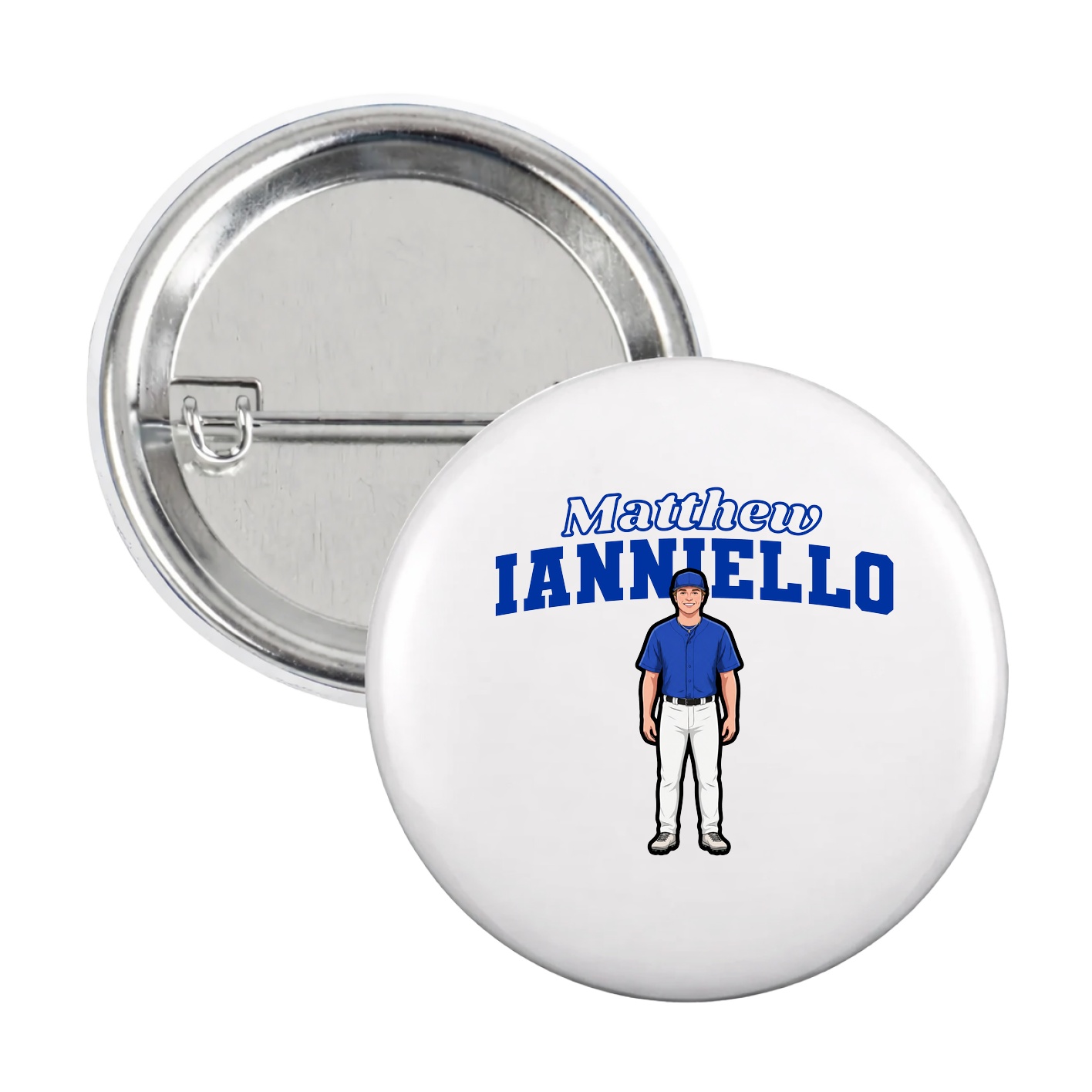 Game Day Button — Name Arch in White