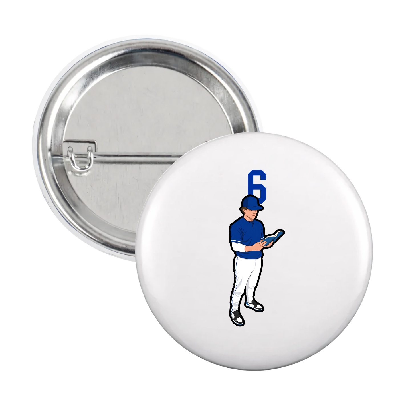 Game Day Button — Number Top in White