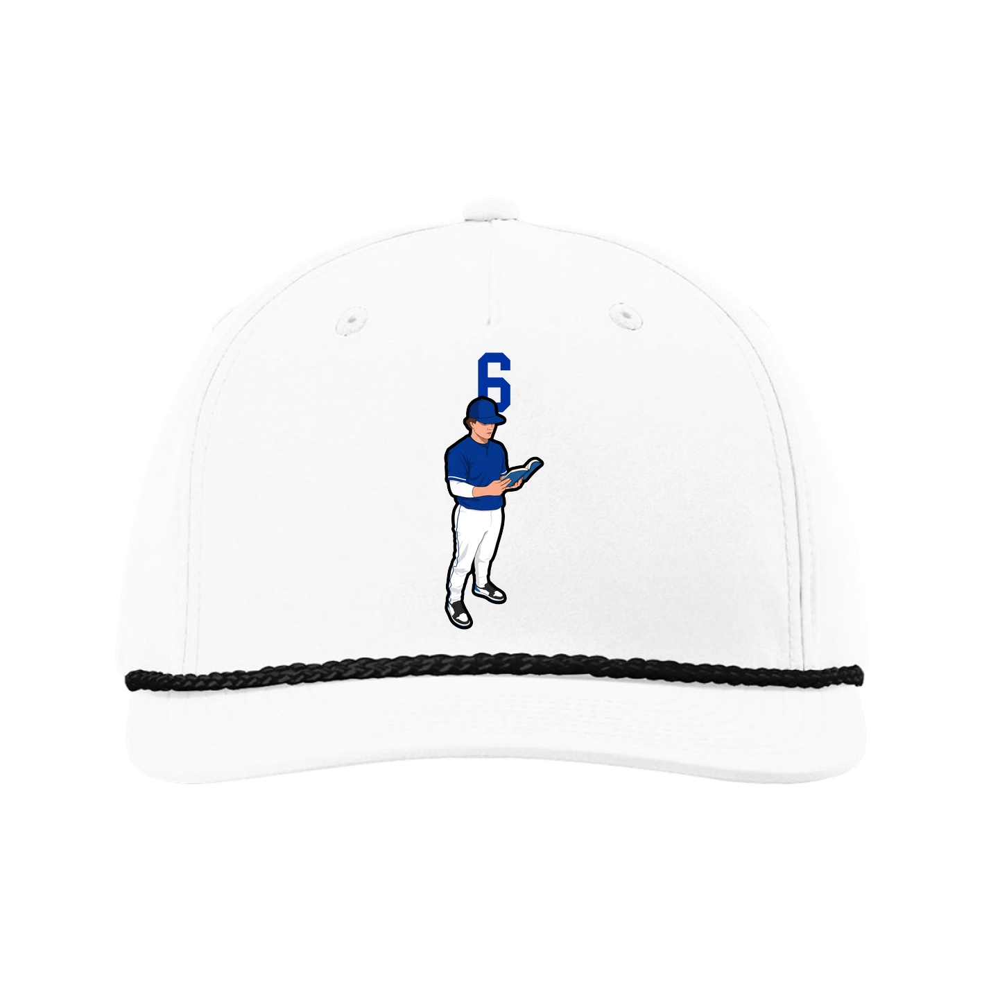 Five-Panel Classic Rope Cap — Number Top in White