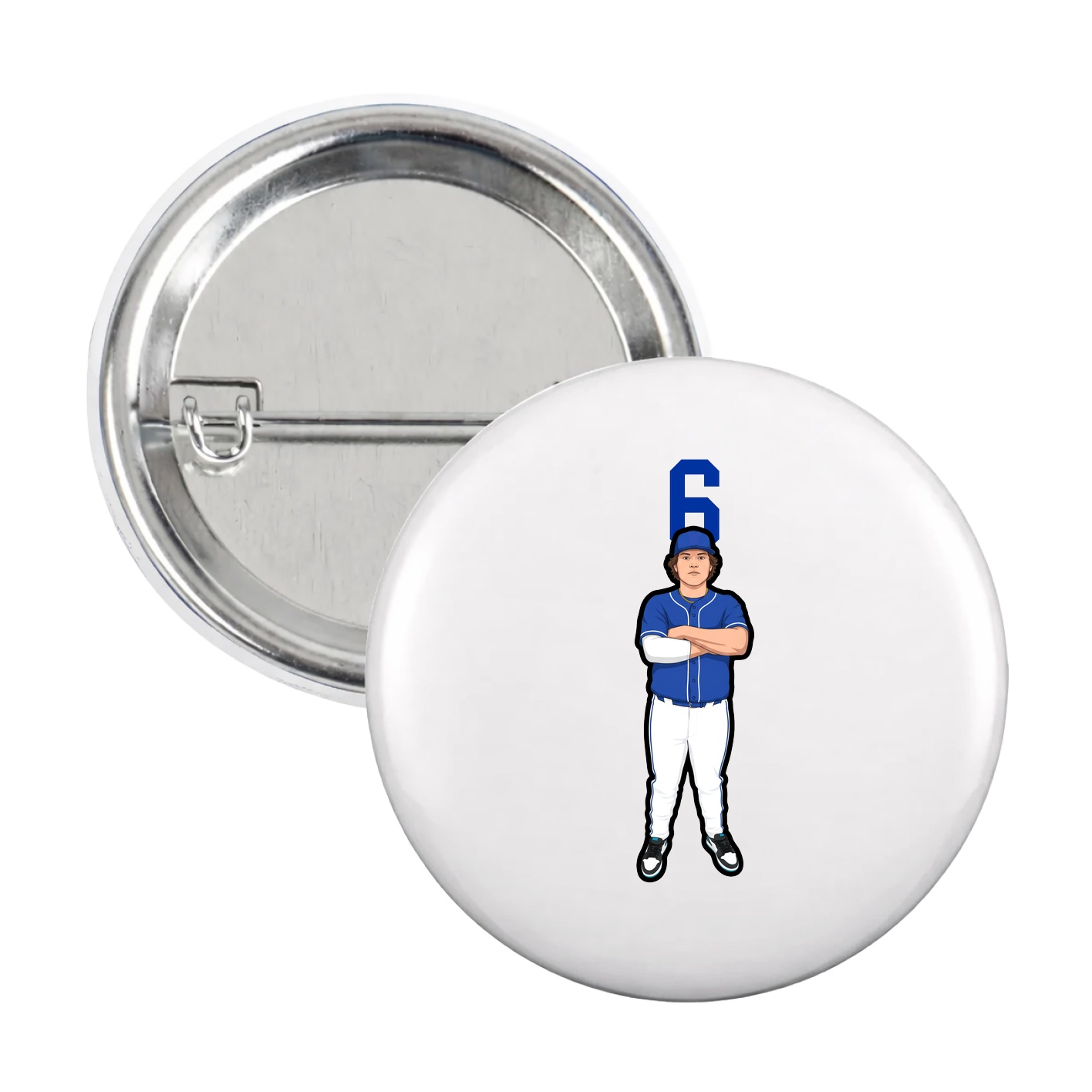 Game Day Button — Number Top in White