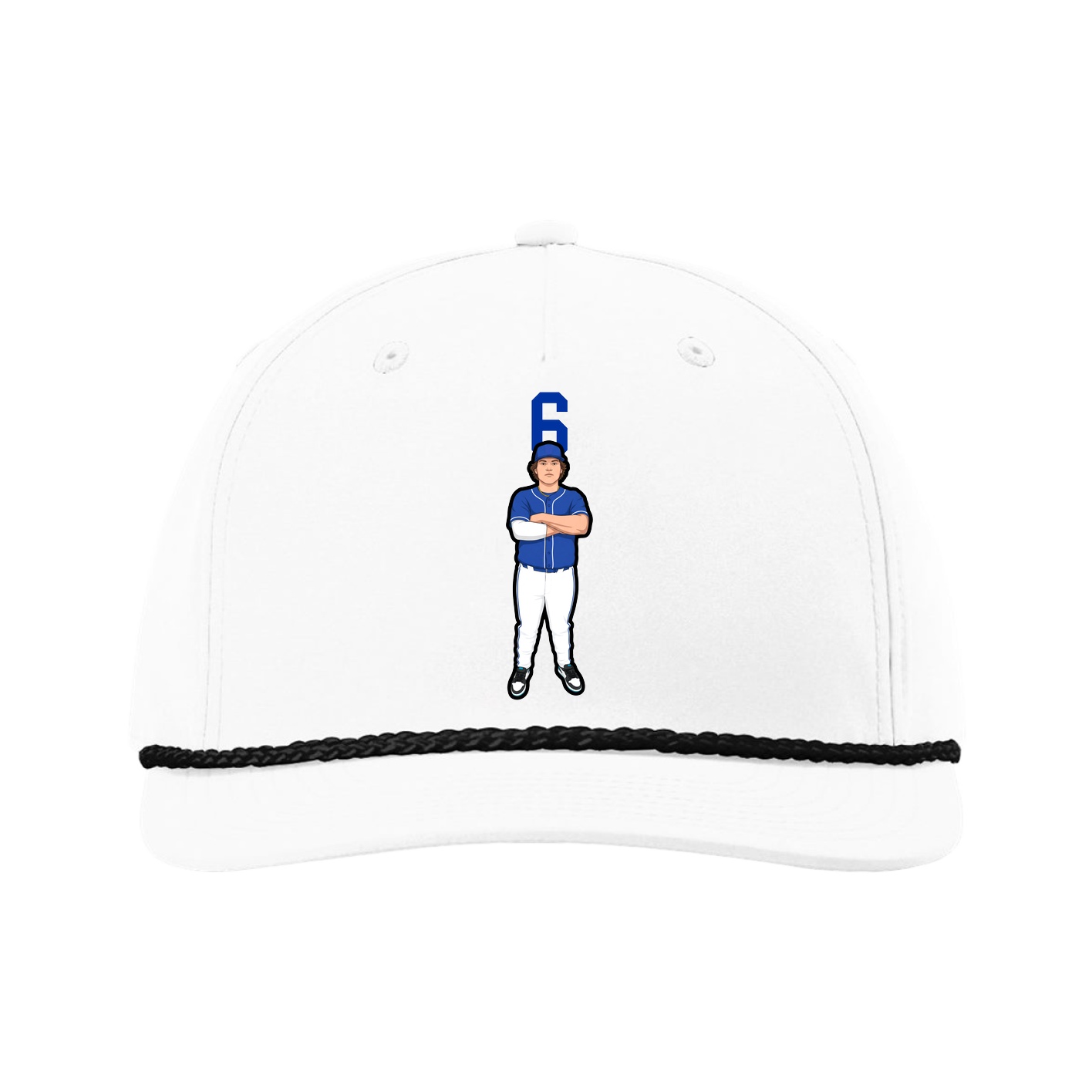 Five-Panel Classic Rope Cap — Number Top in White