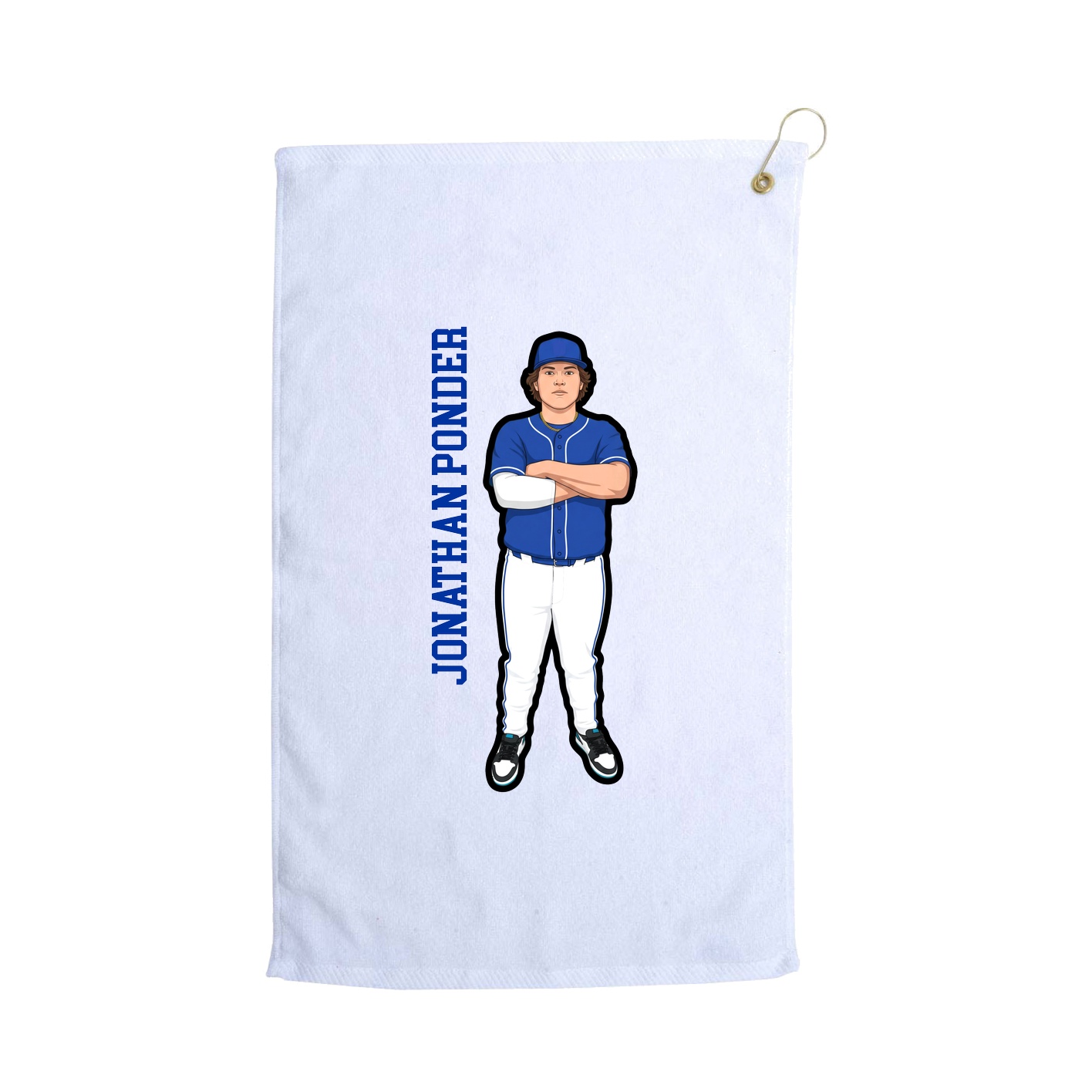 Golf Towel — Name Vertical in White