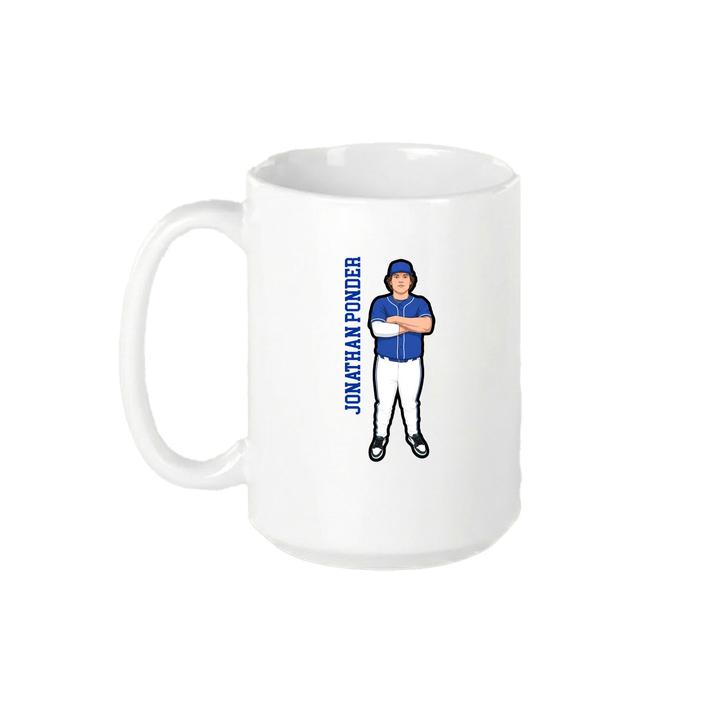 15oz Coffee Mug — Name Vertical in White