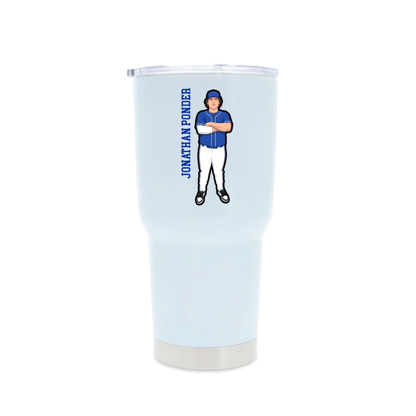 30oz Stainless Steel Tumbler — Name Vertical in White