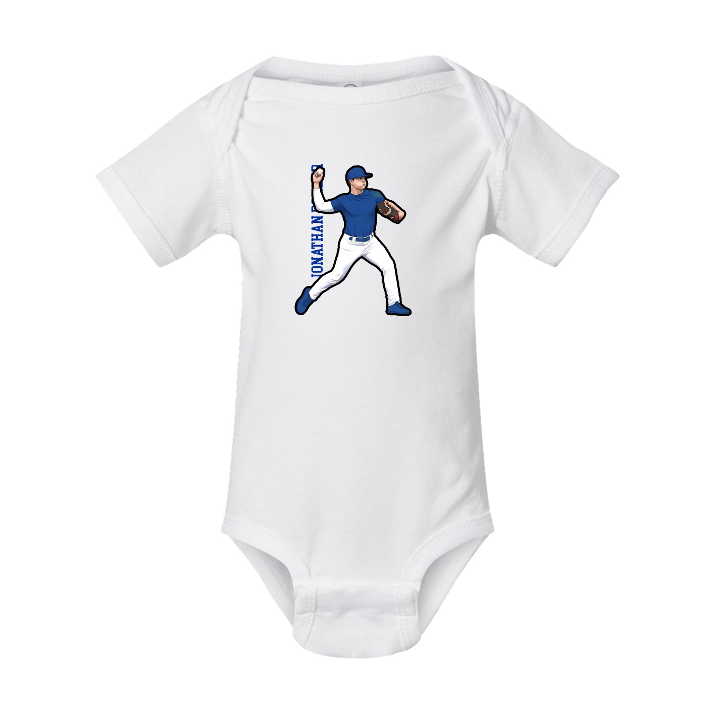 Baby Onesie — Name Vertical in White