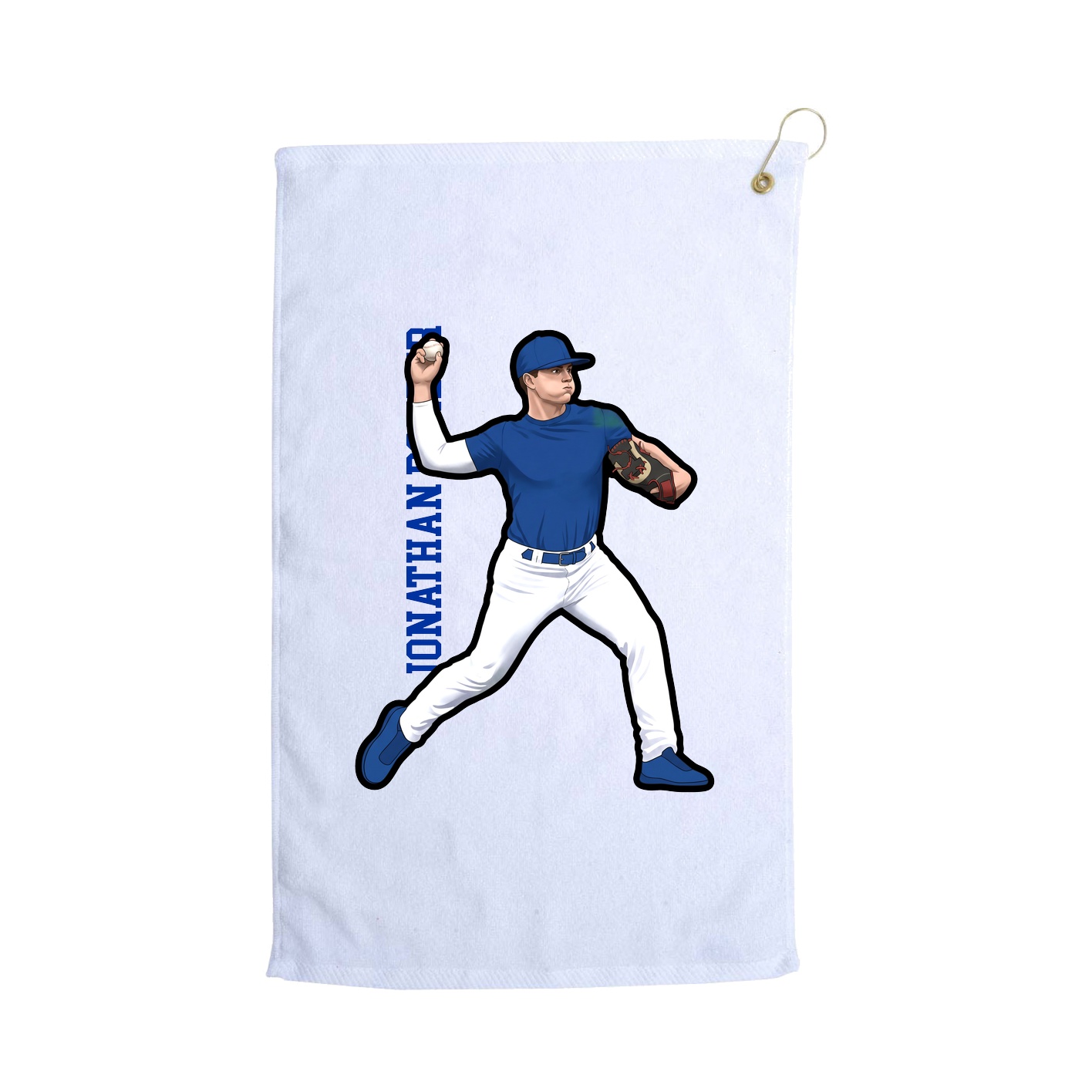 Golf Towel — Name Vertical in White