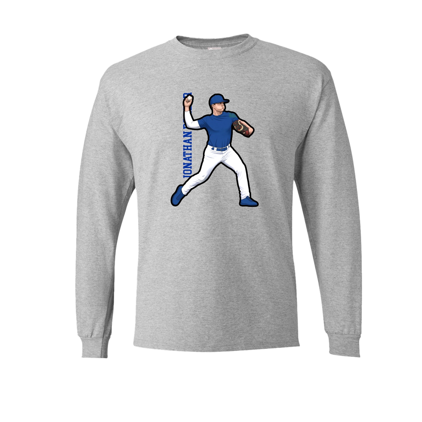 Long Sleeve Tee — Name Vertical in Grey