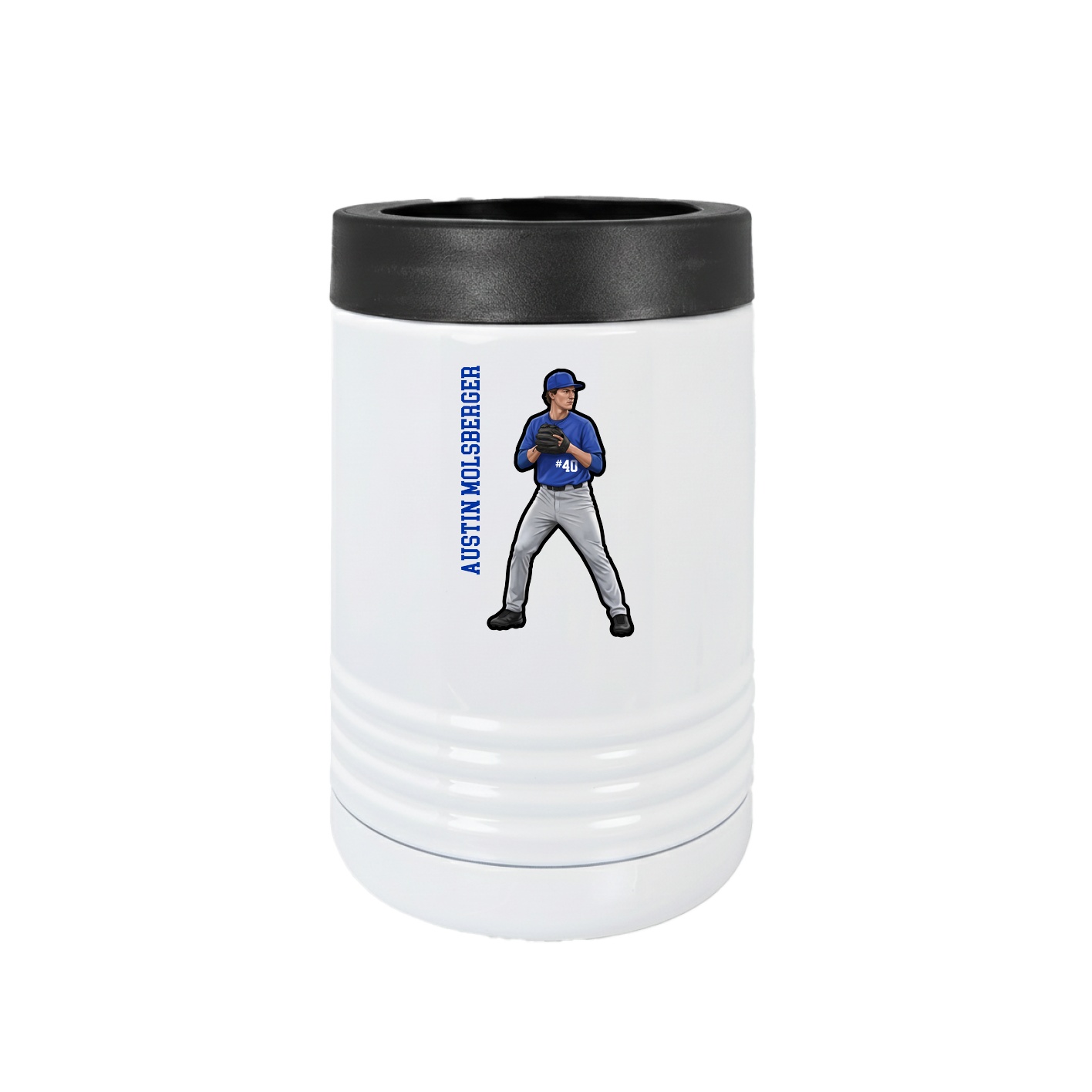 Beverage Holder — Name Vertical in White