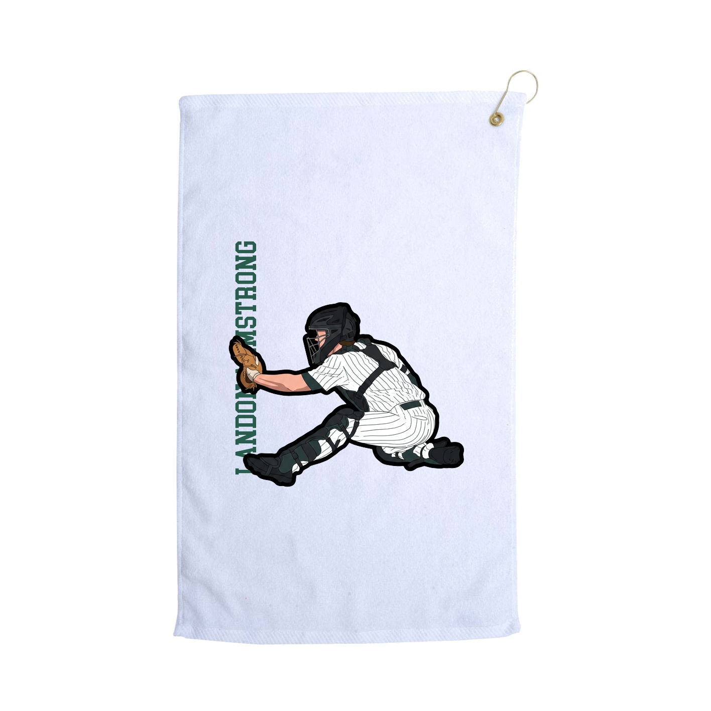 Golf Towel — Name Vertical in White
