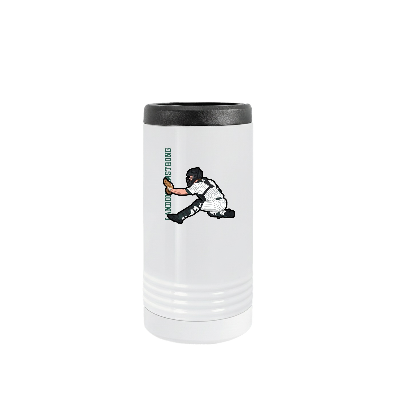 Slim Beverage Holder — Name Vertical in White
