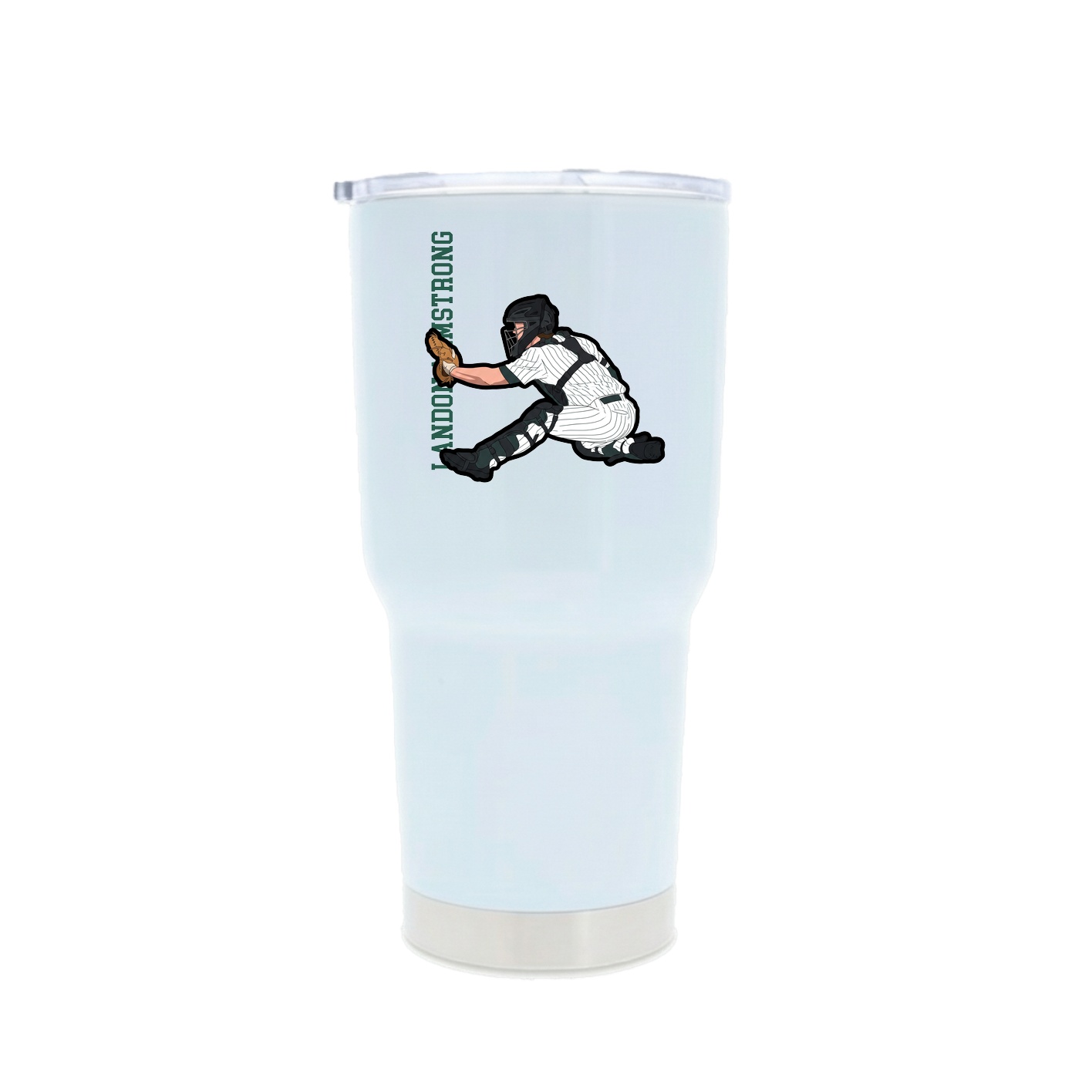 30oz Stainless Steel Tumbler — Name Vertical in White