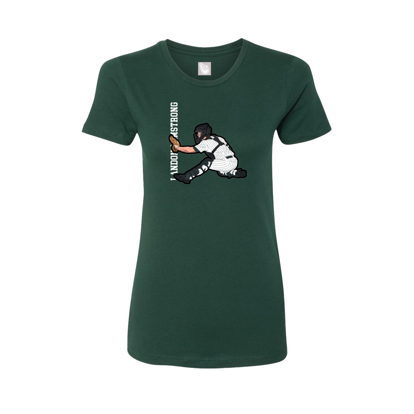 Fitted Women's Tee — Name Vertical in Green