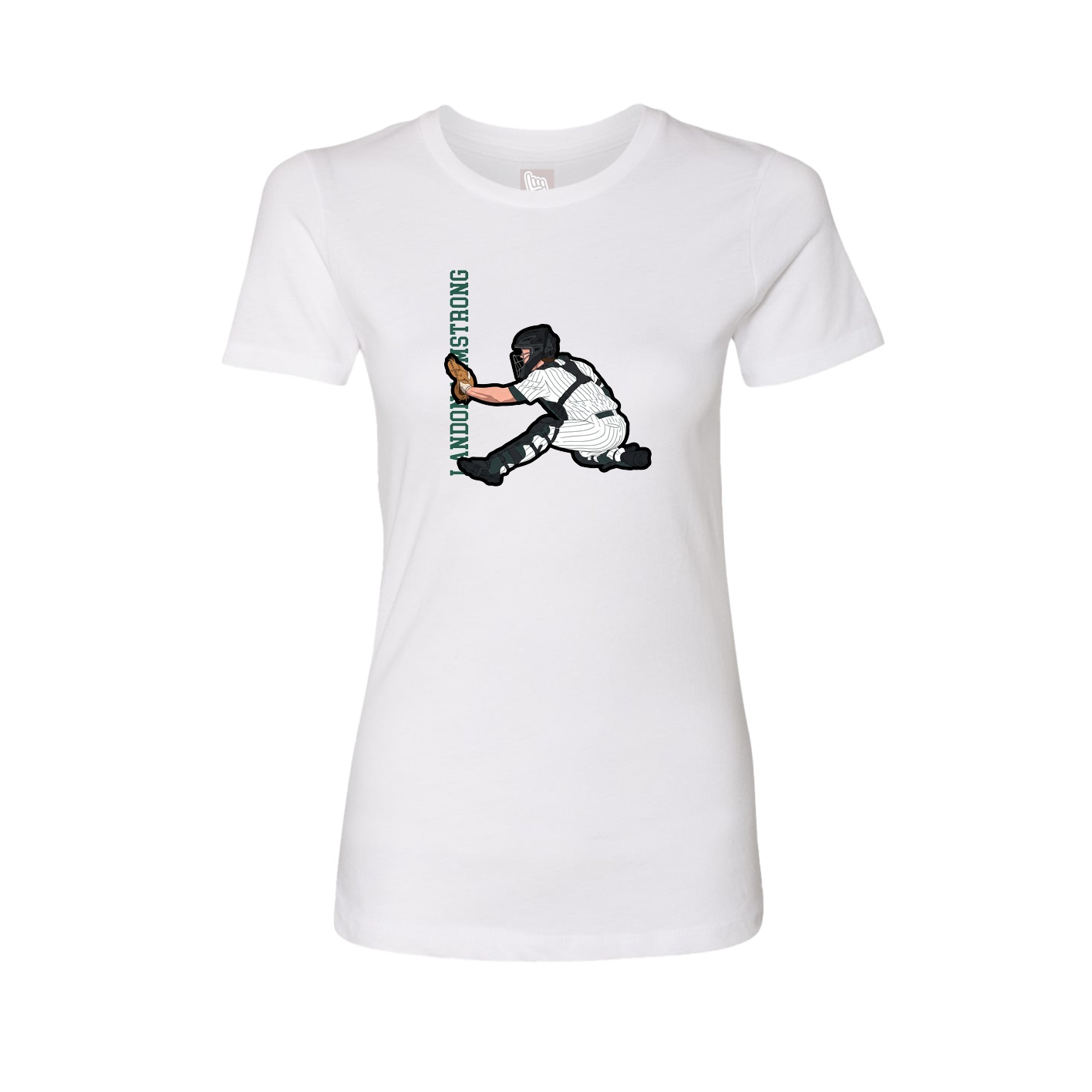 Womens Tee — Name Vertical in White