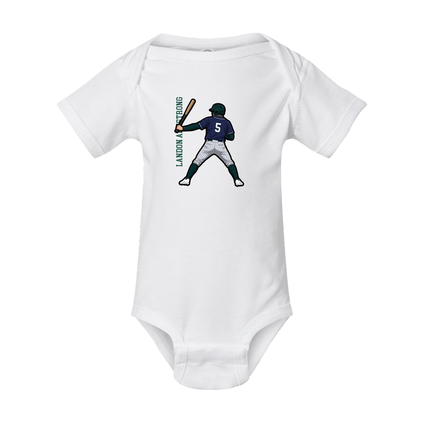 Baby Onesie — Name Vertical in White